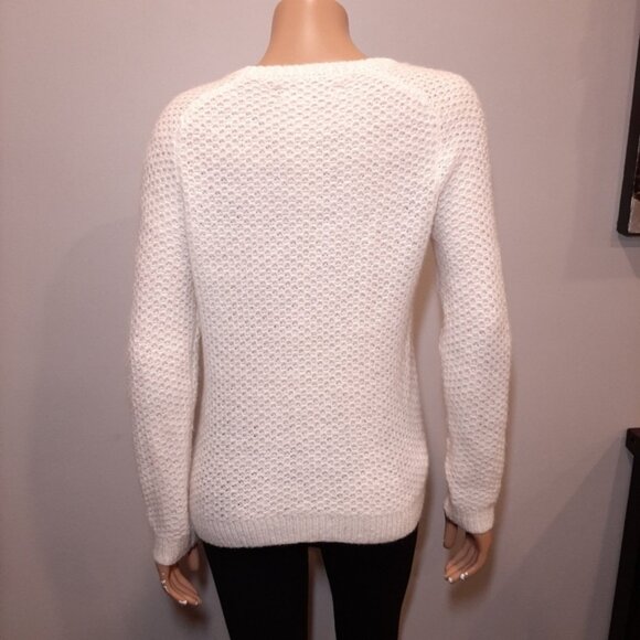 Ann Taylor Loft Mohair Blend Raglan Cut Sweater Fuzzy Semi Sheer Open Knit - Picture 6 of 12